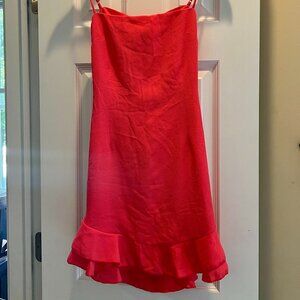 Lucy in the Sky Aubrey Ruffle Dress Red Coral- Homecoming, Party Dress